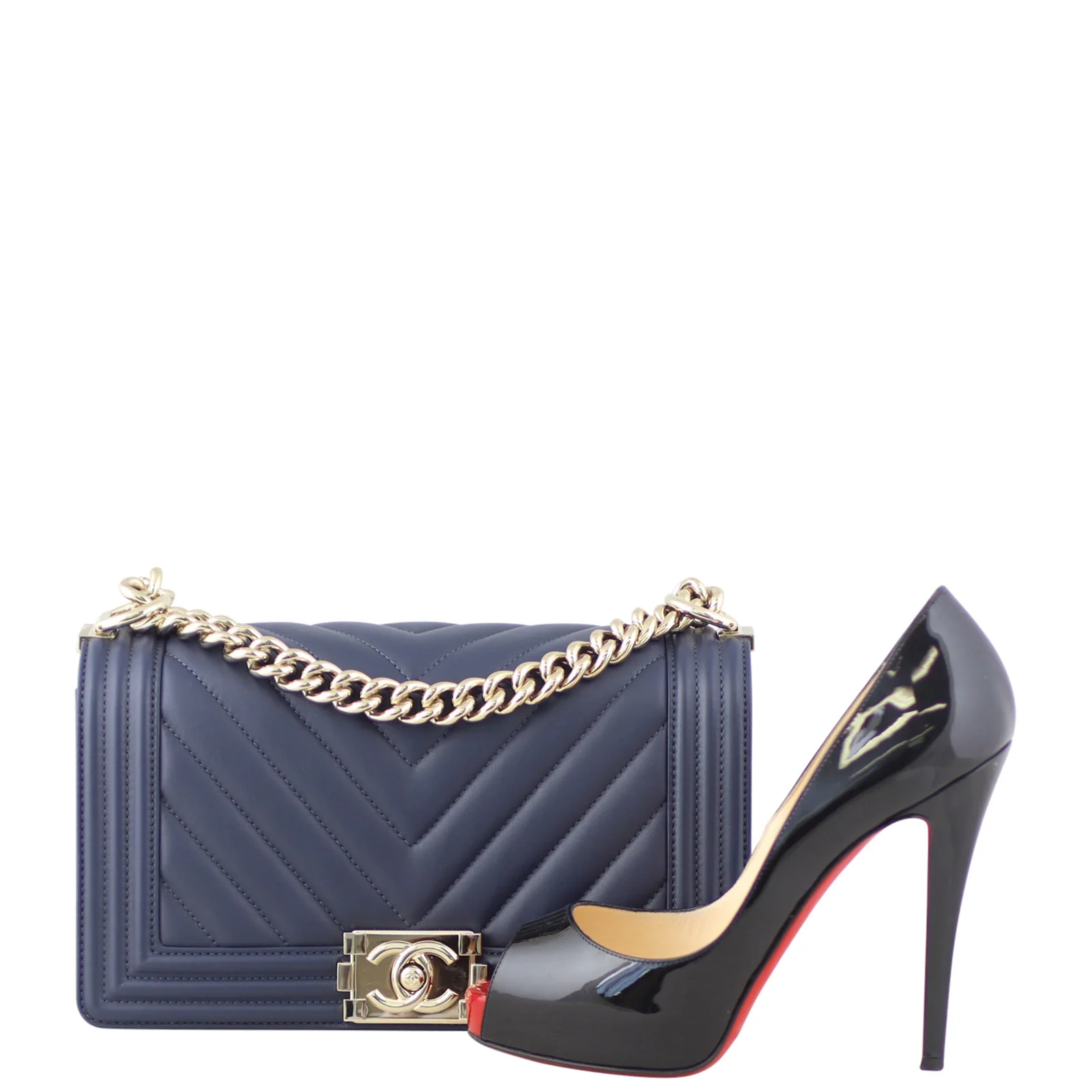 Chanel Boy Chevron Old Medium |  Navy Blue - Image 11