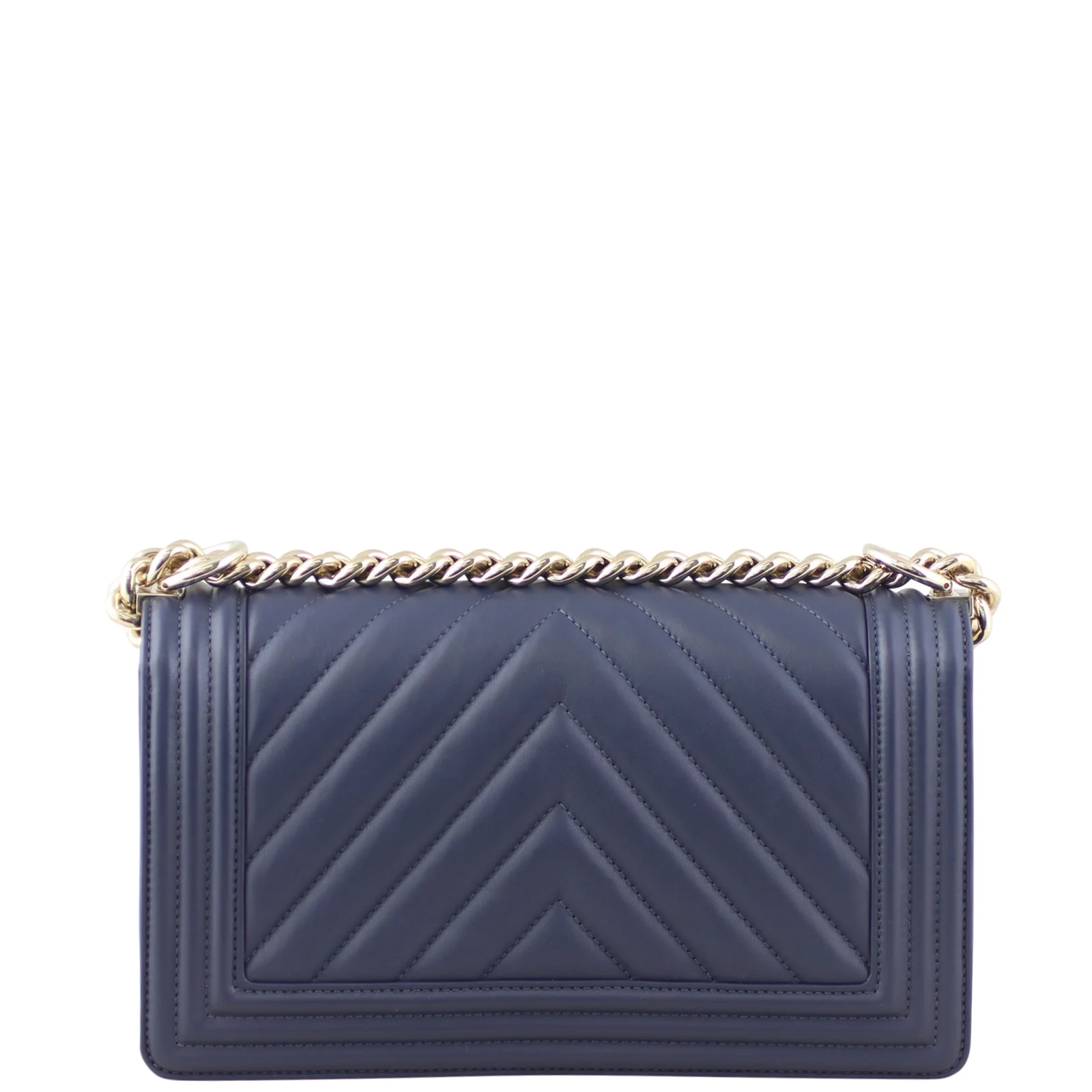 Chanel Boy Chevron Old Medium |  Navy Blue - Image 3