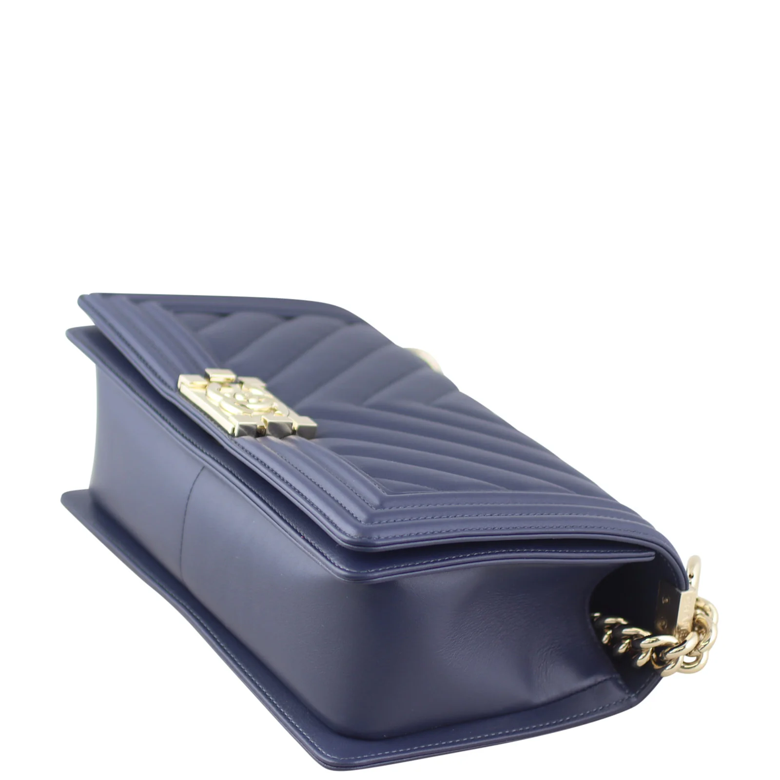 Chanel Boy Chevron Old Medium |  Navy Blue - Image 7