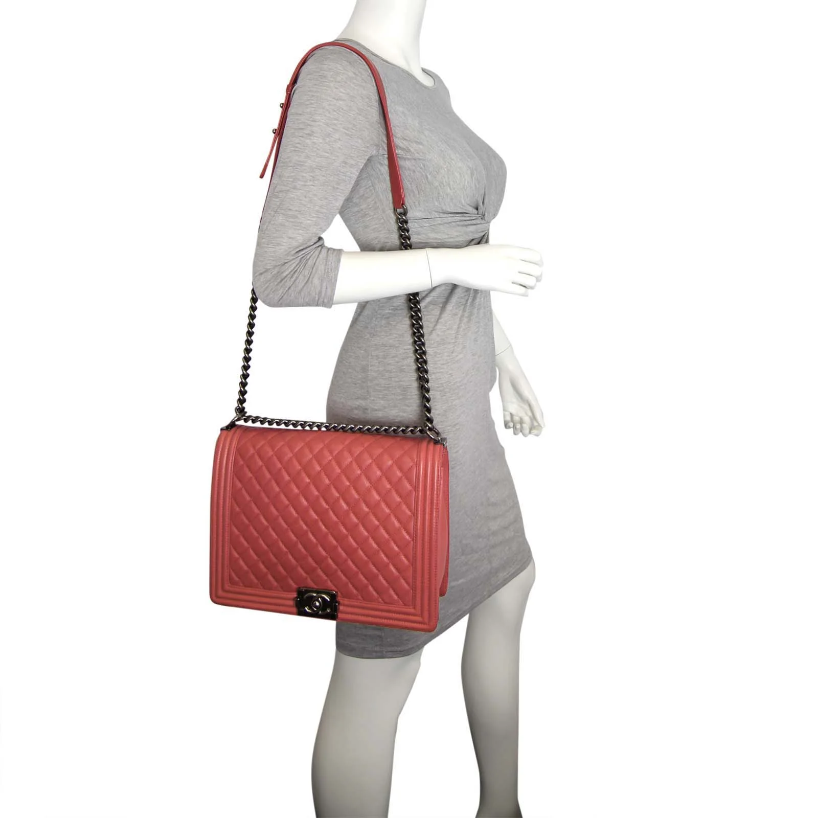 Chanel Boy Large | Red - Image 11