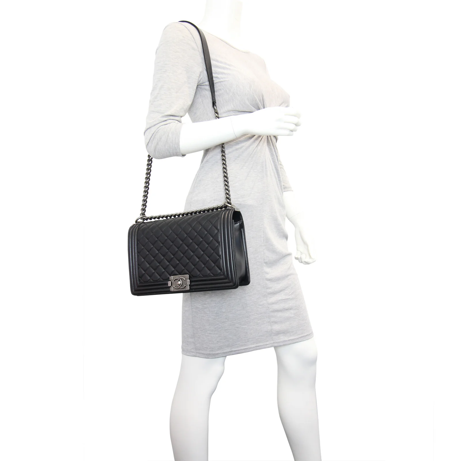 Chanel Boy New Medium | Black Lambskin - Image 12