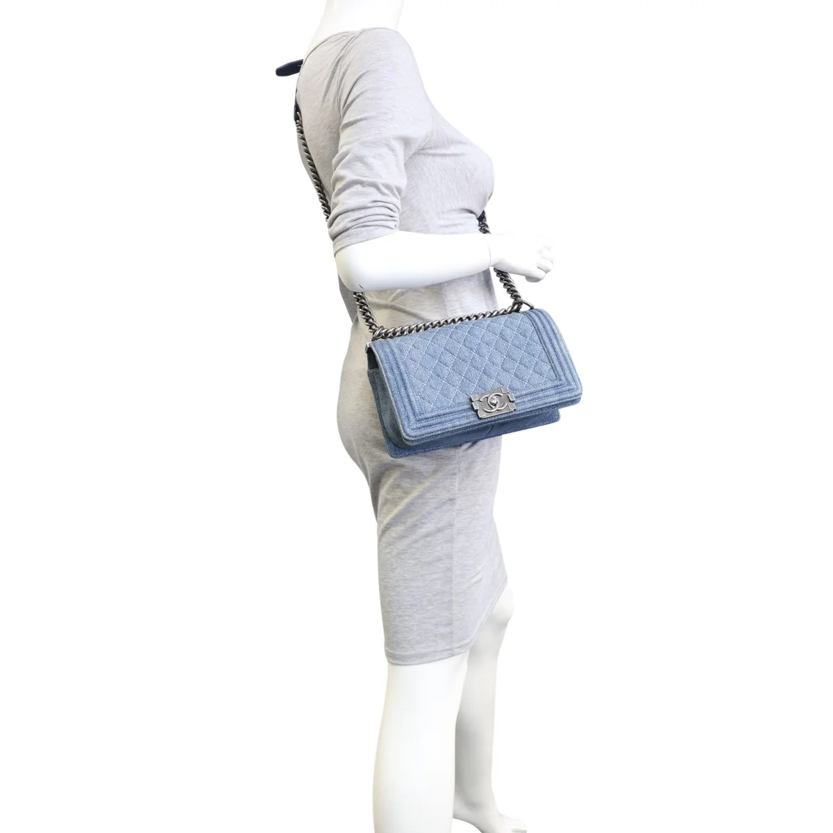 Chanel Boy Old Medium Denim | Blue - Image 12