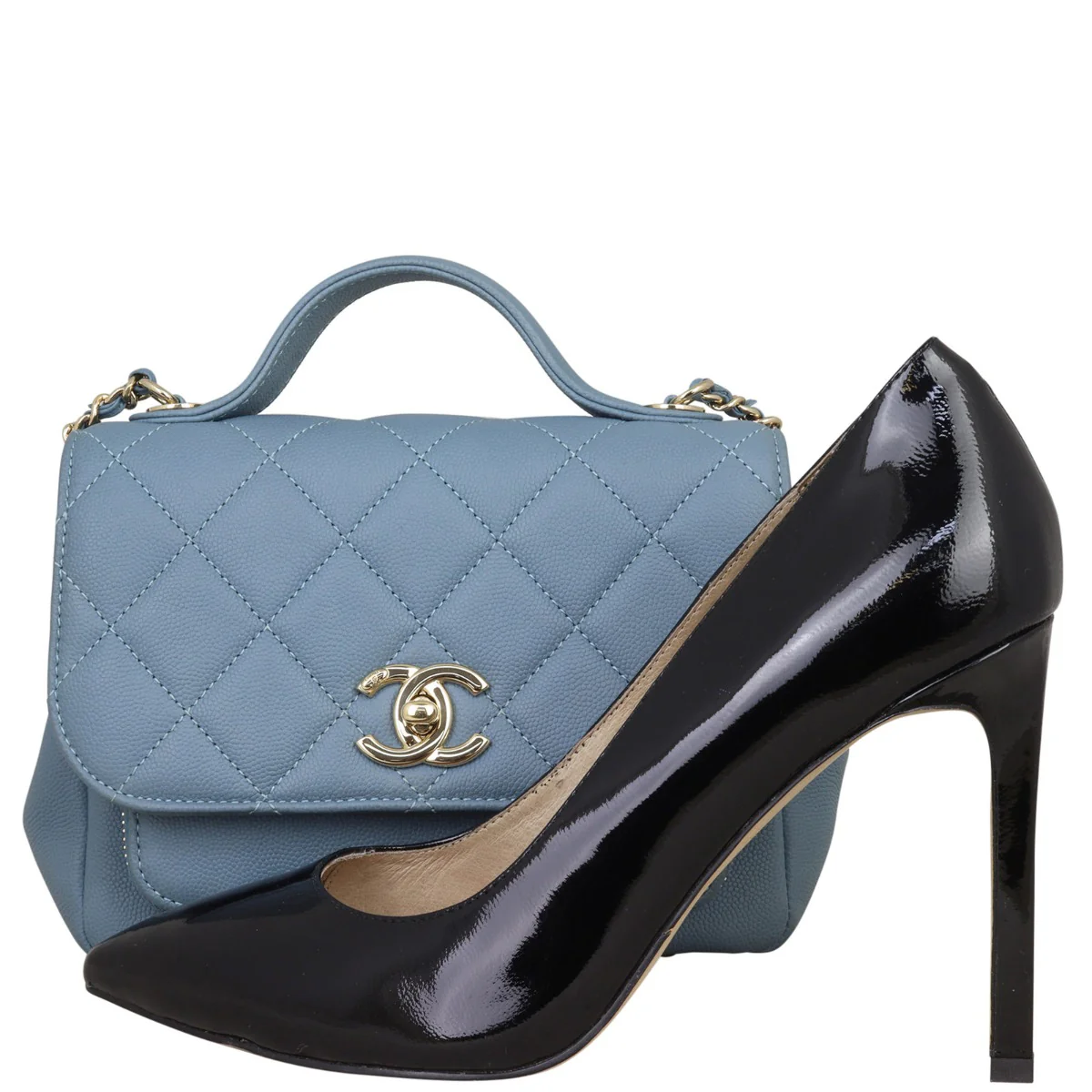 Chanel Business Affinity Small Flap Bag |  Muted Slate Blue - Image 13