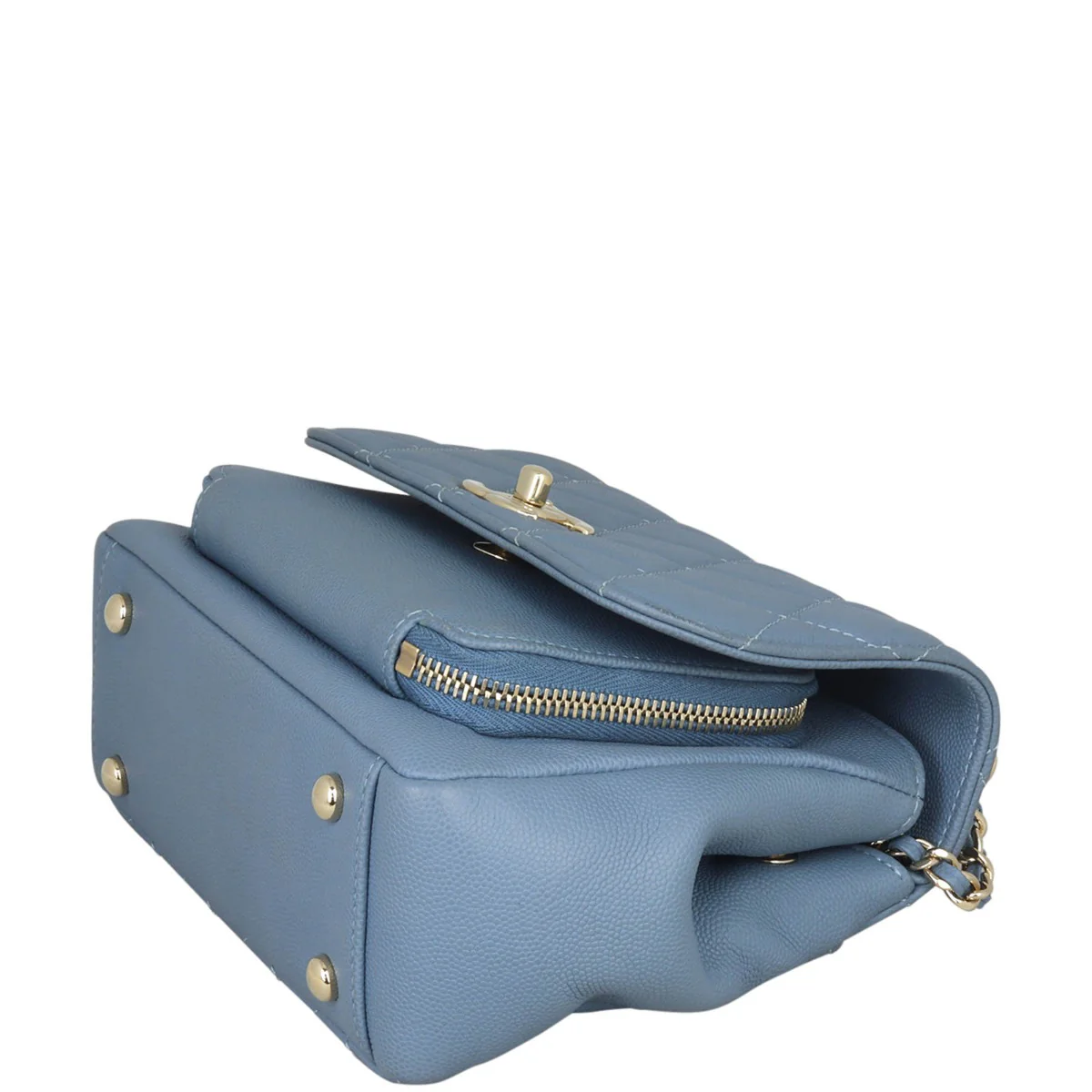 Chanel Business Affinity Small Flap Bag |  Muted Slate Blue - Image 7