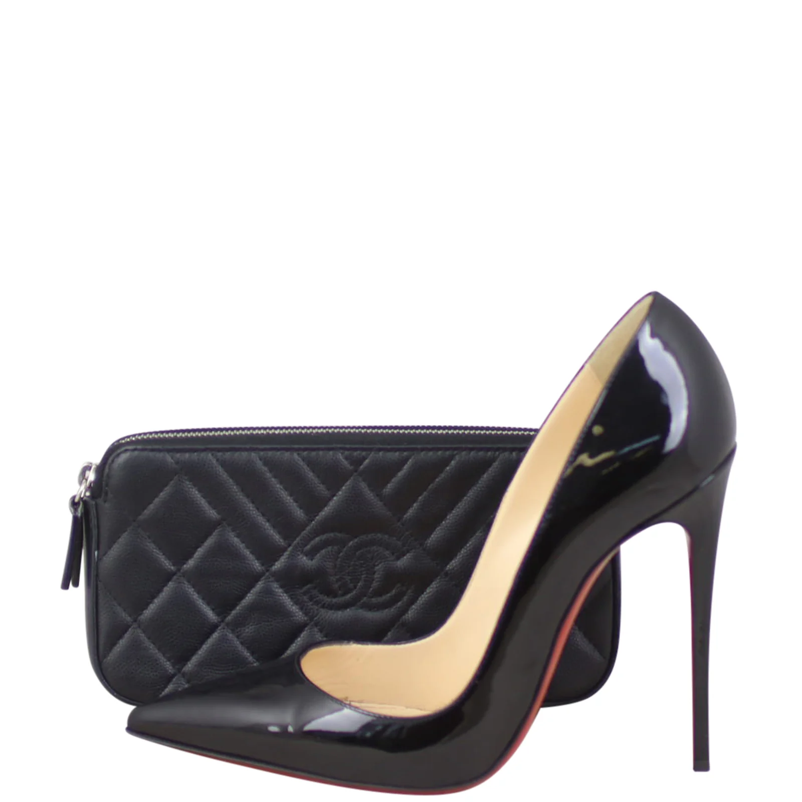 Chanel CC Double Zip Clutch with Chain | Black - Image 11