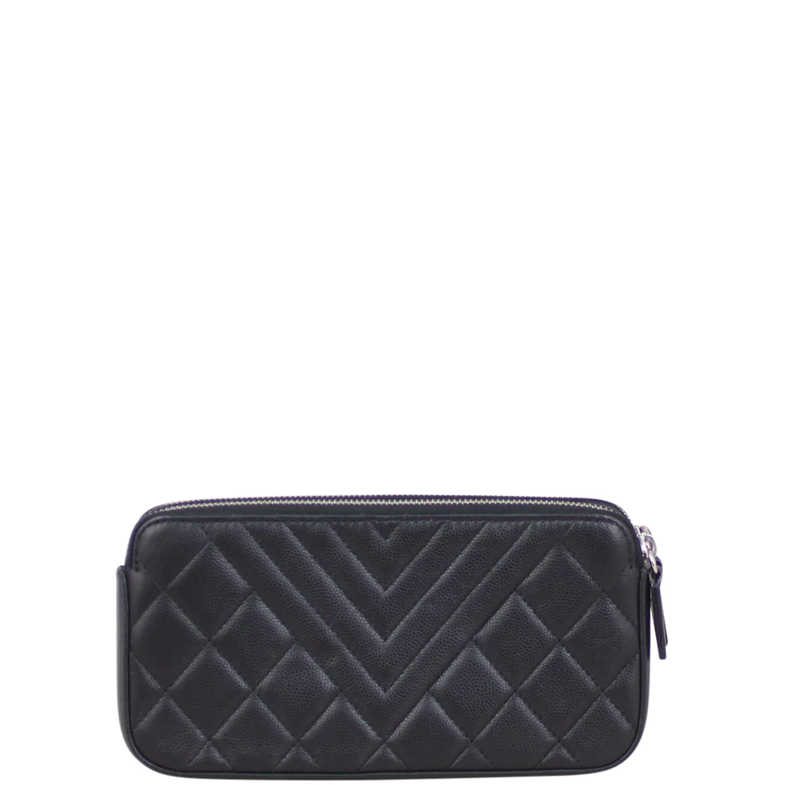 Chanel CC Double Zip Clutch with Chain | Black - Image 3