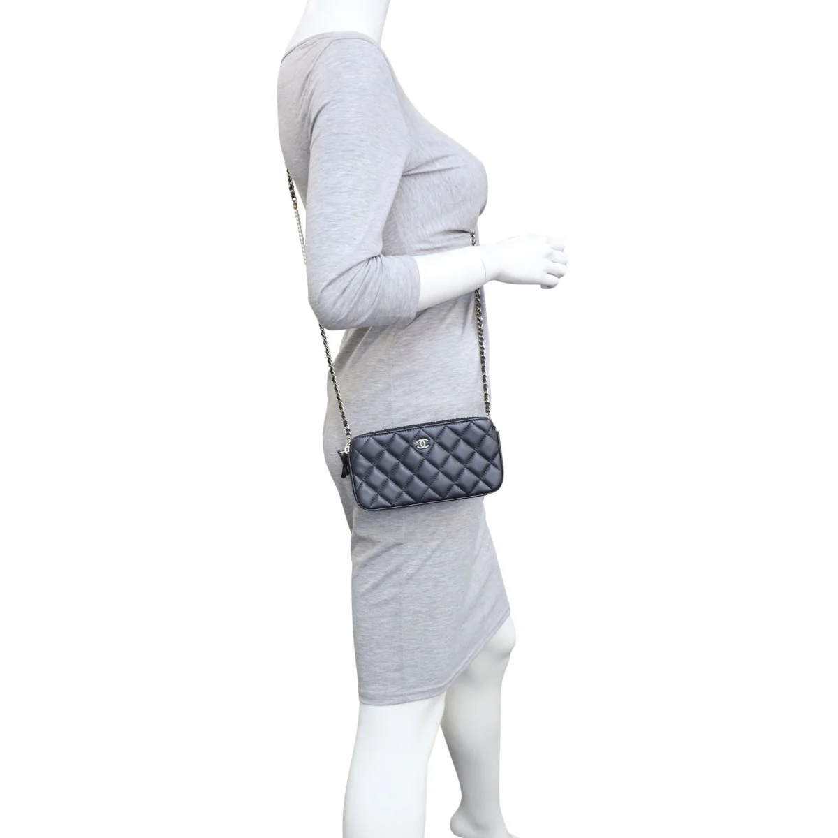 Chanel CC Double Zip Clutch with Pearl Chain - Image 12