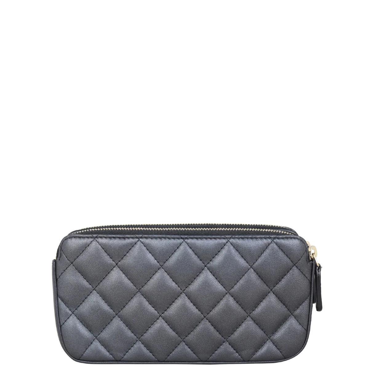 Chanel CC Double Zip Clutch with Pearl Chain - Image 3