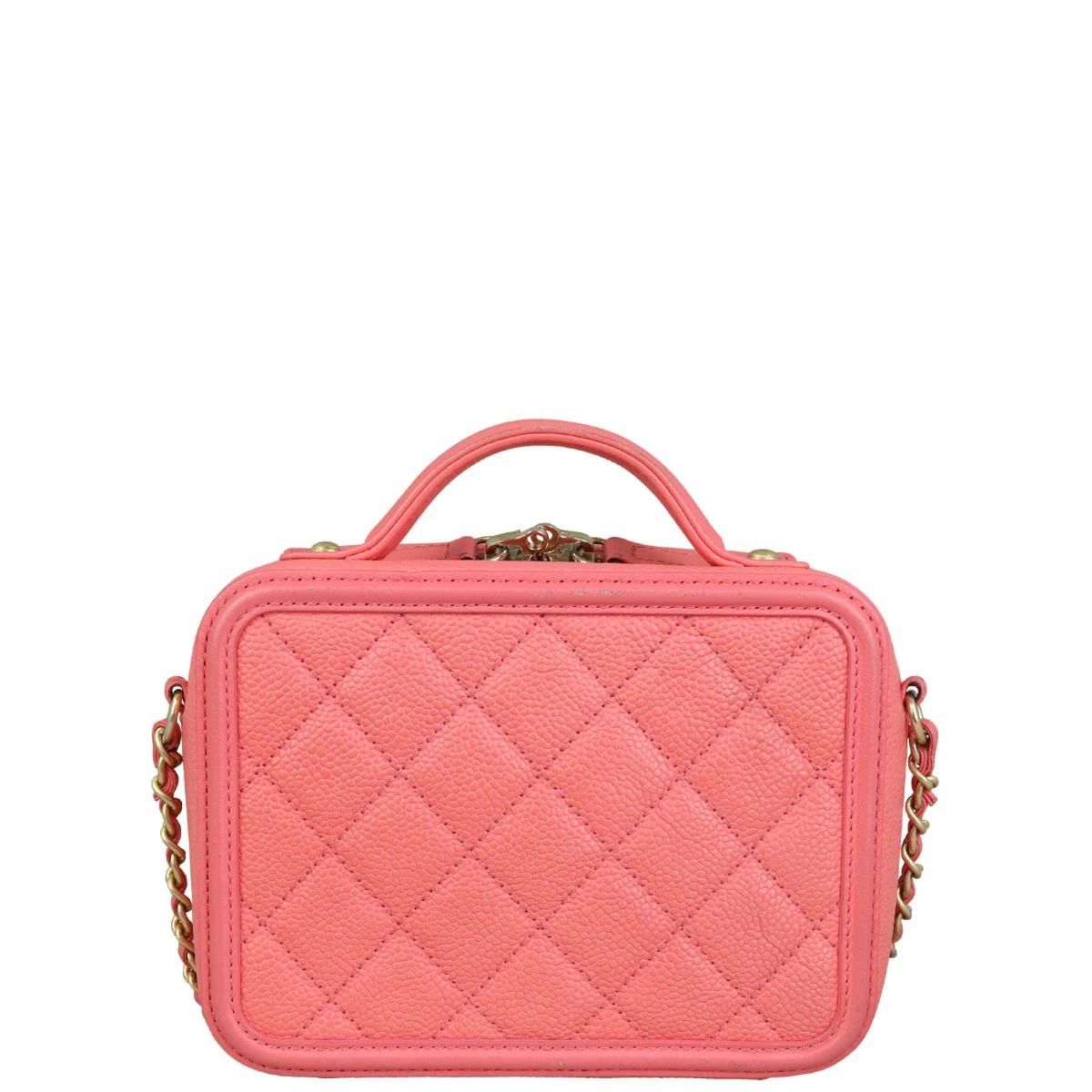 Chanel CC Filigree Vanity Case Small |  Bright Coral - Image 3