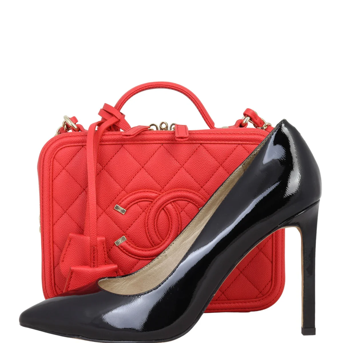 Chanel CC Filigree Vanity Medium | Red - Image 12