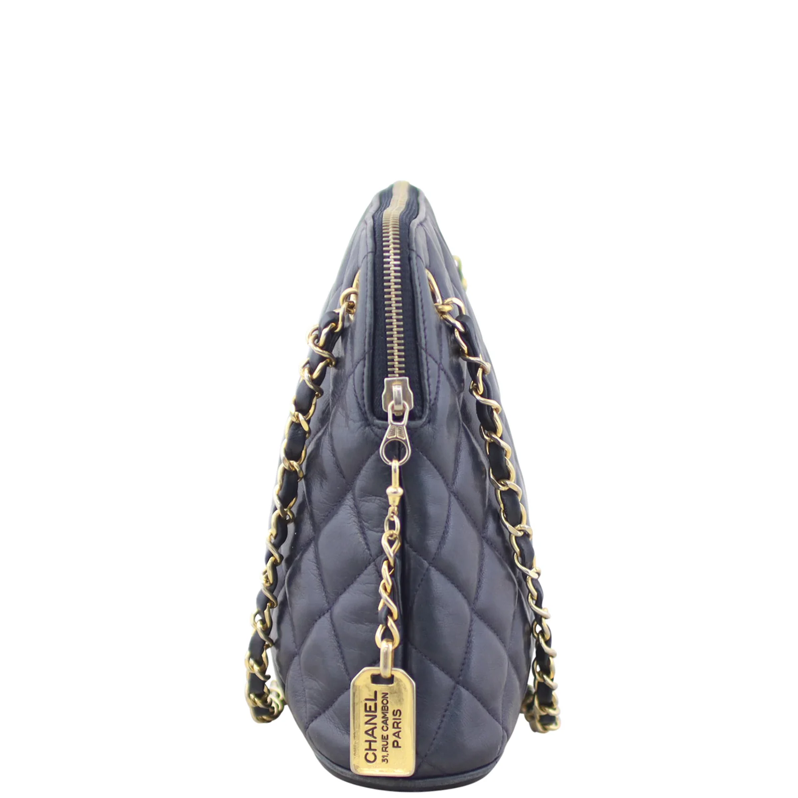 Chanel CC Quilted Tote Bag | Navy Blue - Image 4