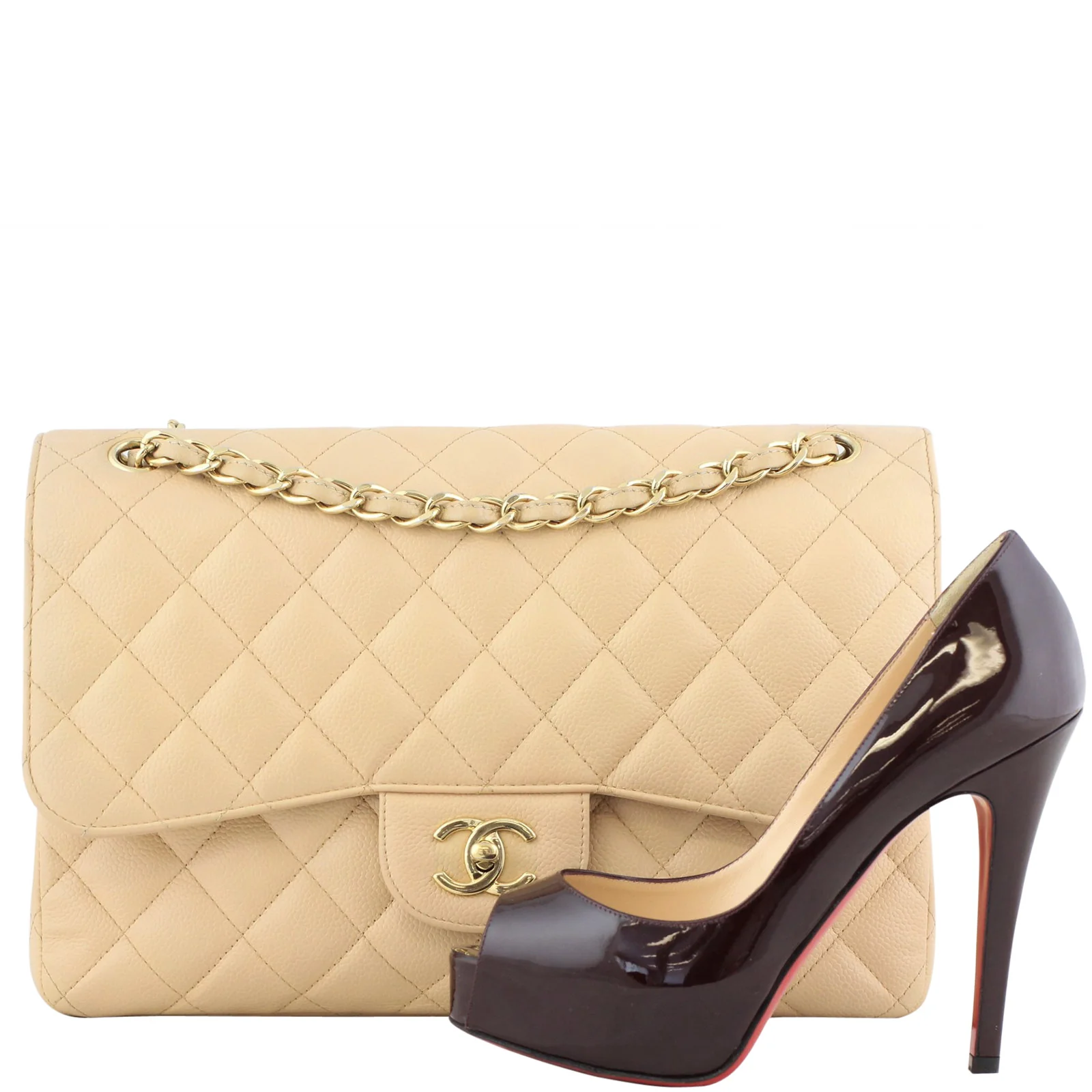 Chanel Classic Double Flap Jumbo |  Beige Gold Hardware - Image 11