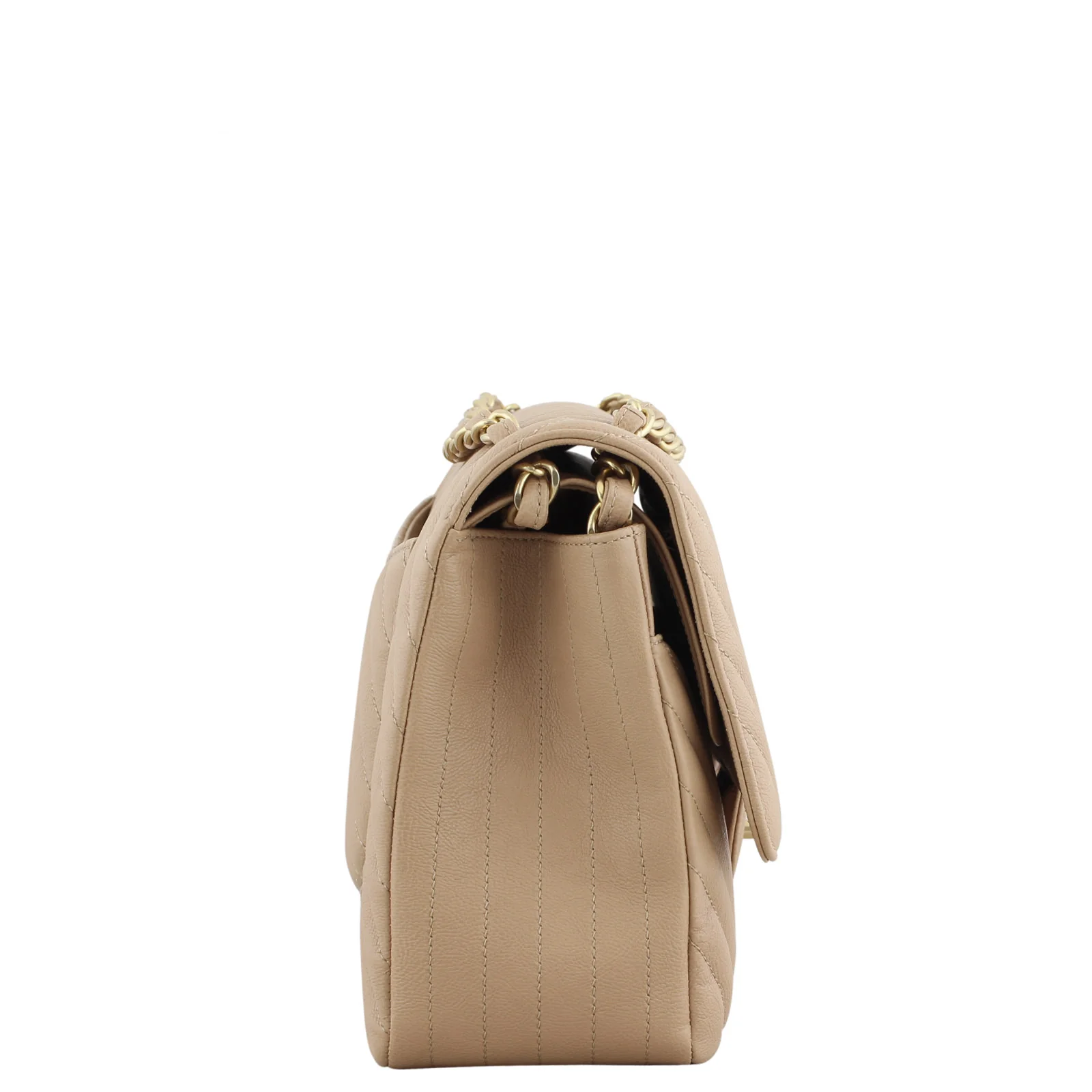 Chanel Classic Double Flap Jumbo Chevron | Beige Calfskin - Image 4