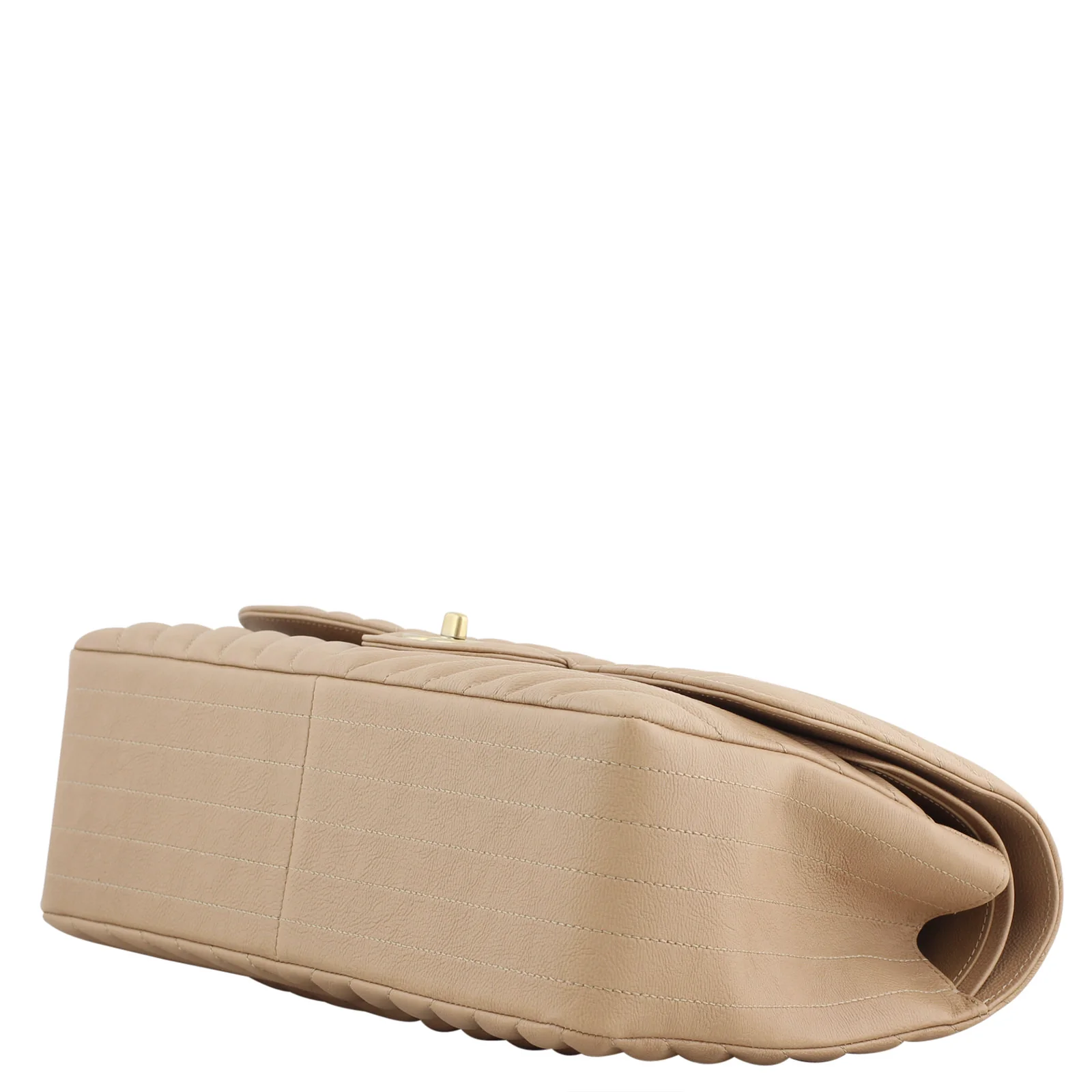 Chanel Classic Double Flap Jumbo Chevron | Beige Calfskin - Image 6