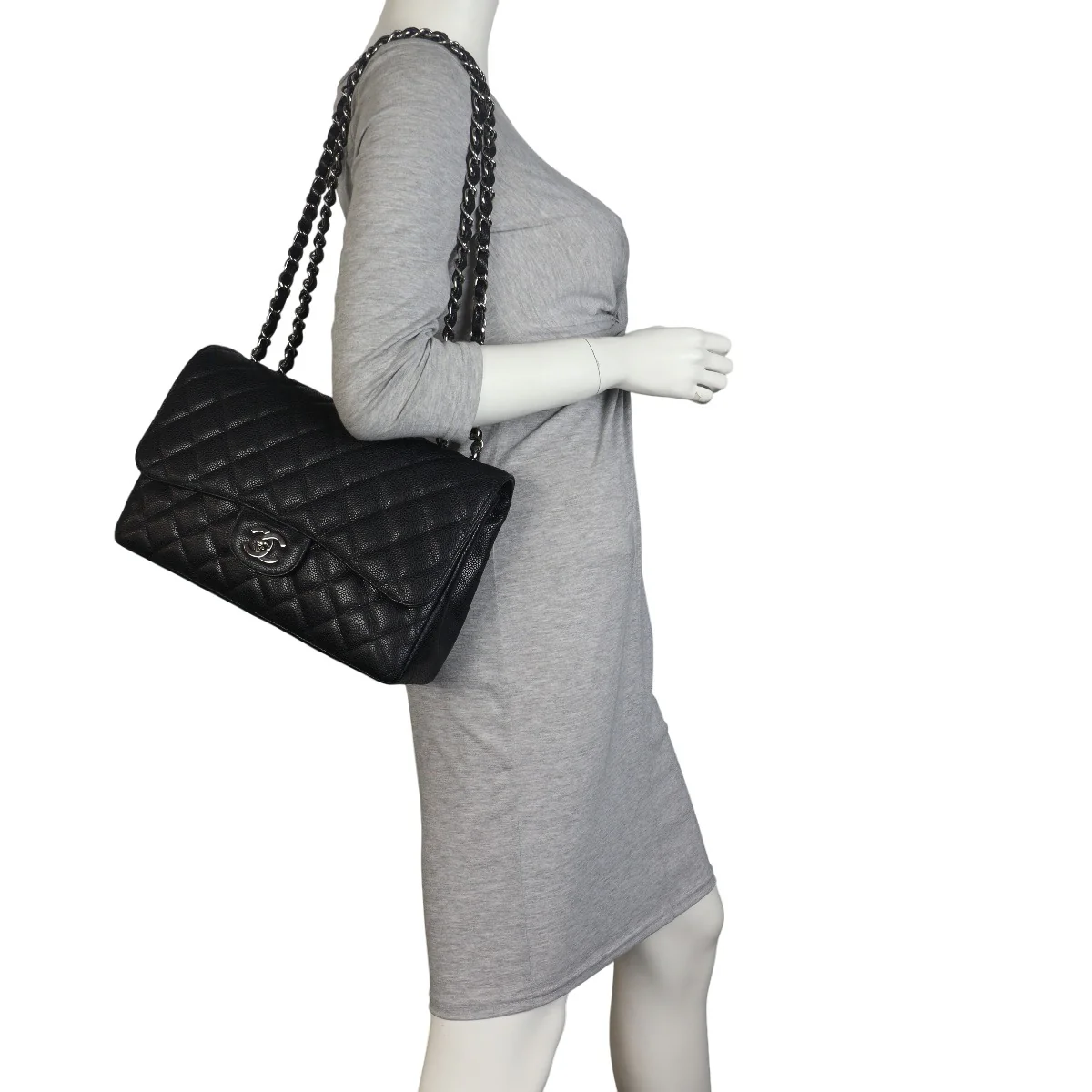 Chanel Classic Single Flap Jumbo Caviar - Image 12