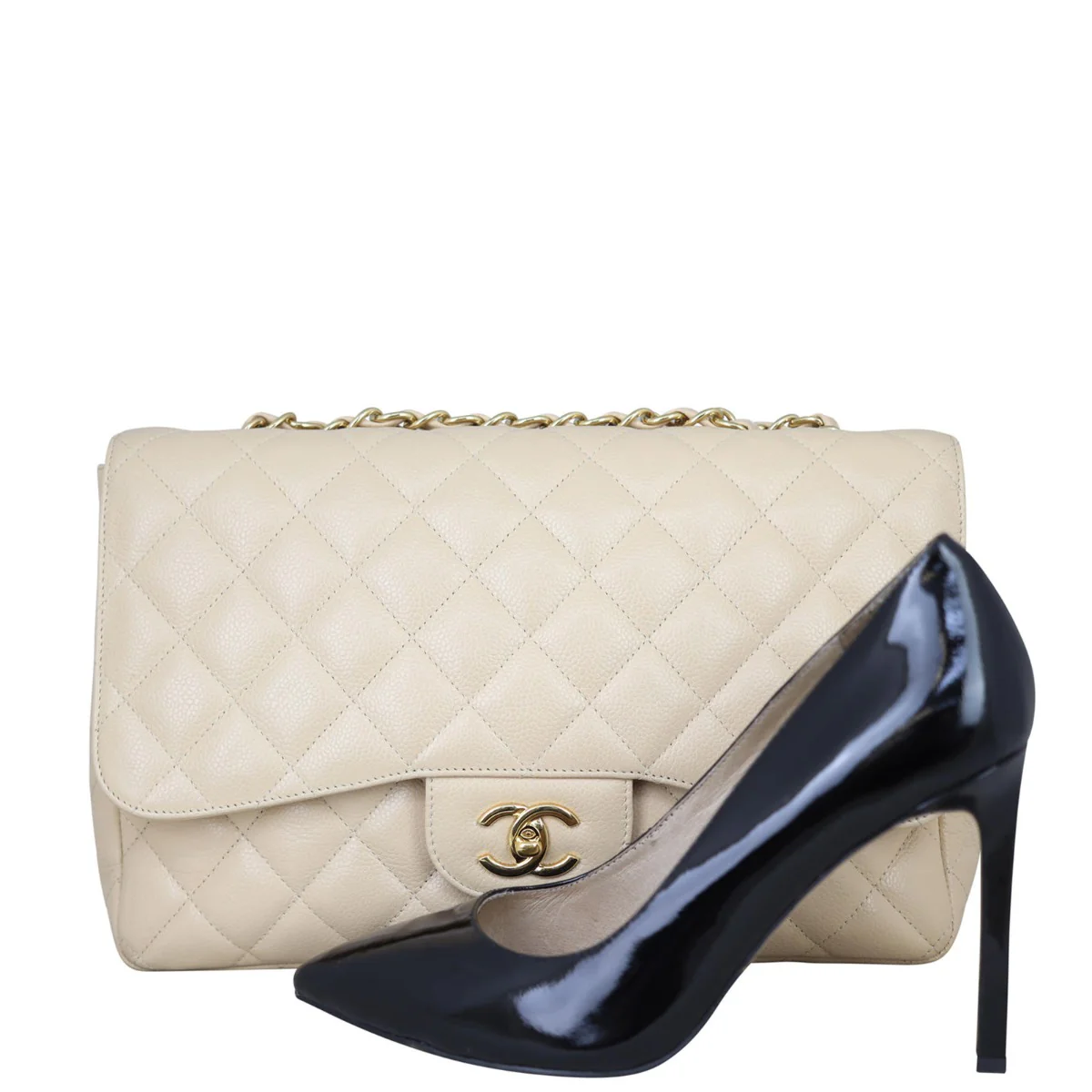 Chanel Classic Single Flap Jumbo | Beige Caviar - Image 13