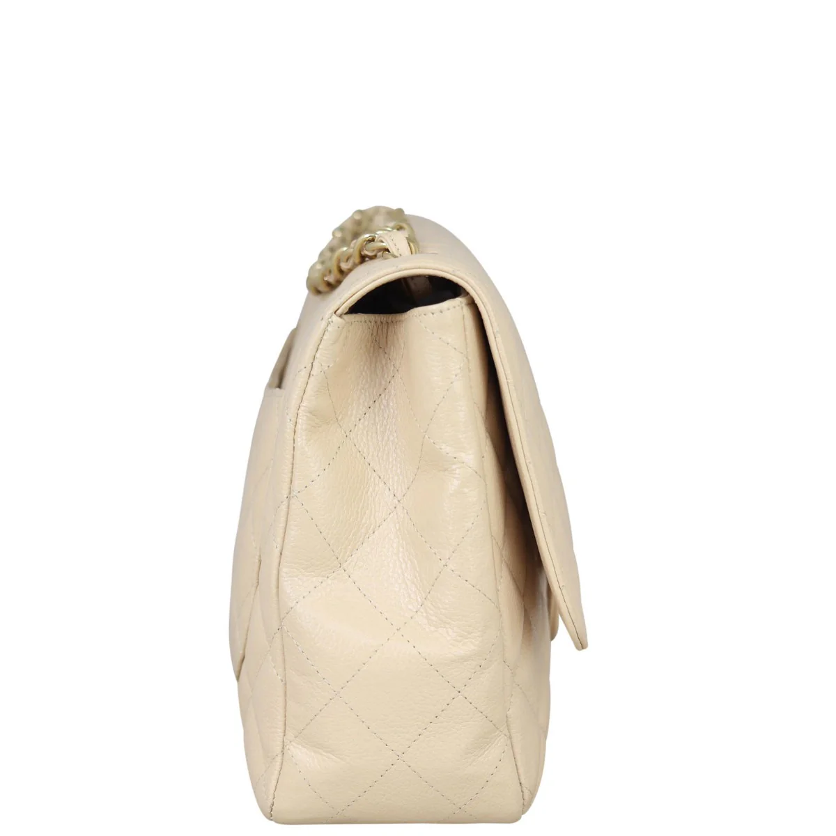 Chanel Classic Single Flap Jumbo | Beige Caviar - Image 4