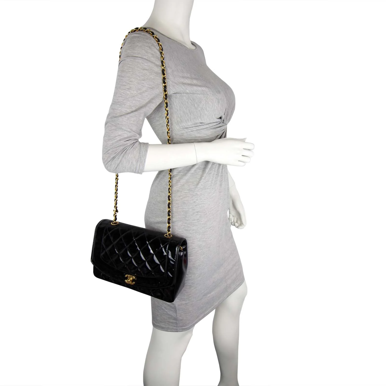 Chanel Quilted Diana Patent Flap Bag | Black GHW - Image 10