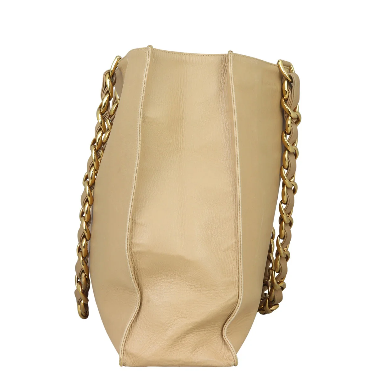 Chanel Vintage CC Jumbo XL Chain Shoulder Bag | Beige - Image 4
