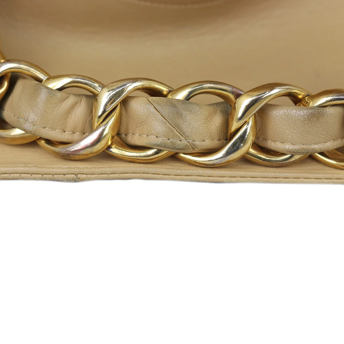 Chanel Vintage CC Jumbo XL Chain Shoulder Bag | Beige - Image 8