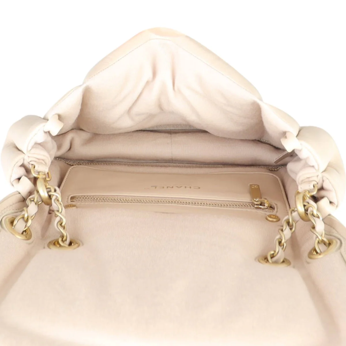 Chanel Vintage Puffy Flap Bag Medium | Beige - Image 10