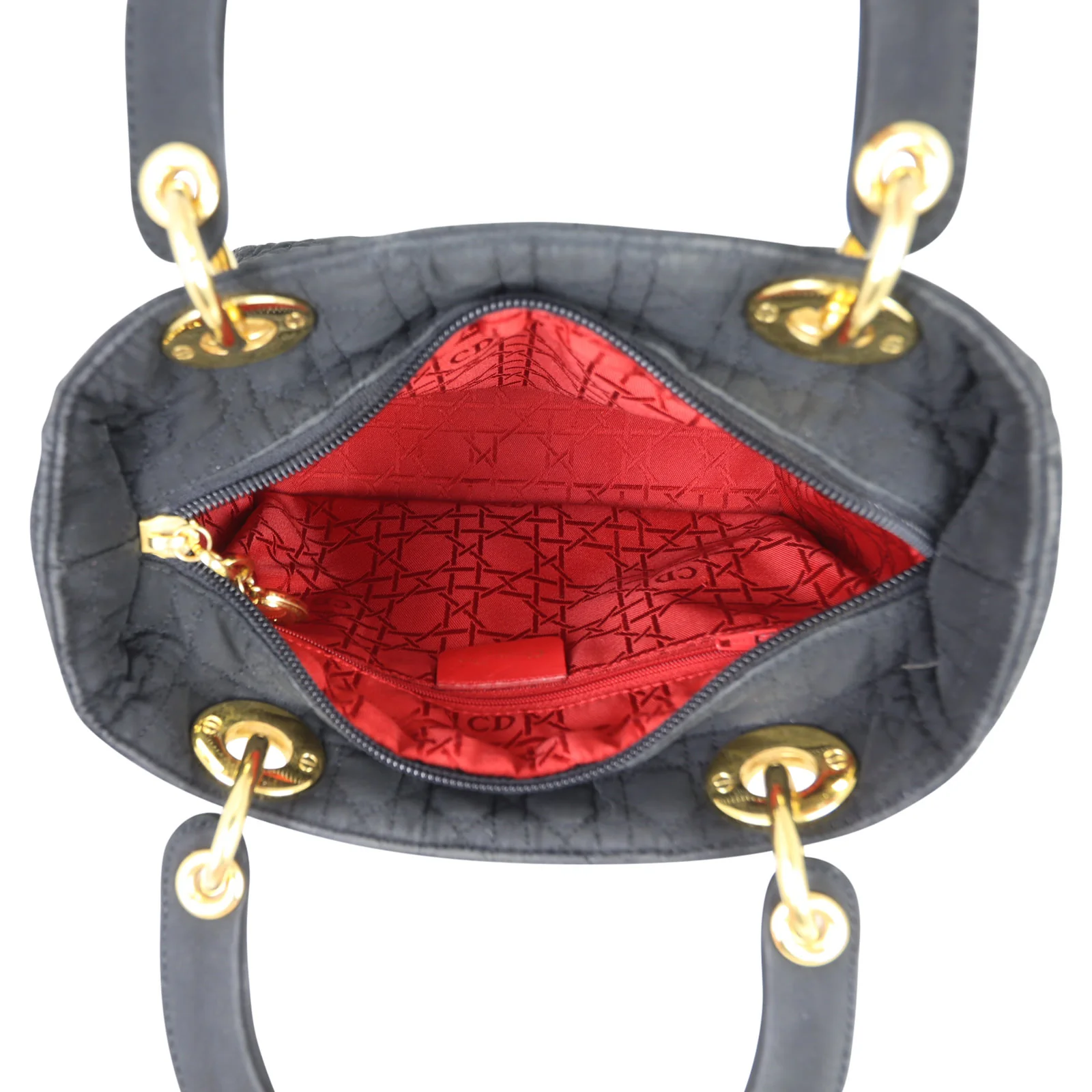 Dior Lady Dior Cannage Quilted Canvas Medium Bag - Image 10