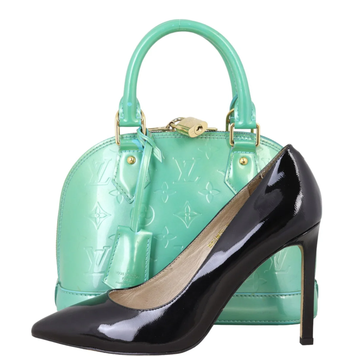 Louis Vuitton Alma BB Monogram Vernis | Mint Green - Image 13