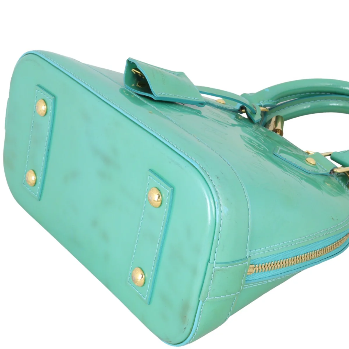 Louis Vuitton Alma BB Monogram Vernis | Mint Green - Image 7