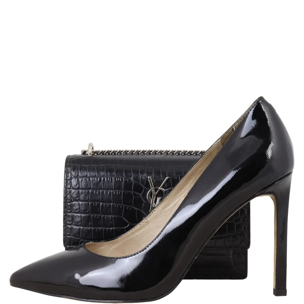 Saint Laurent Sunset Chain Wallet Croc-Embossed - Image 13