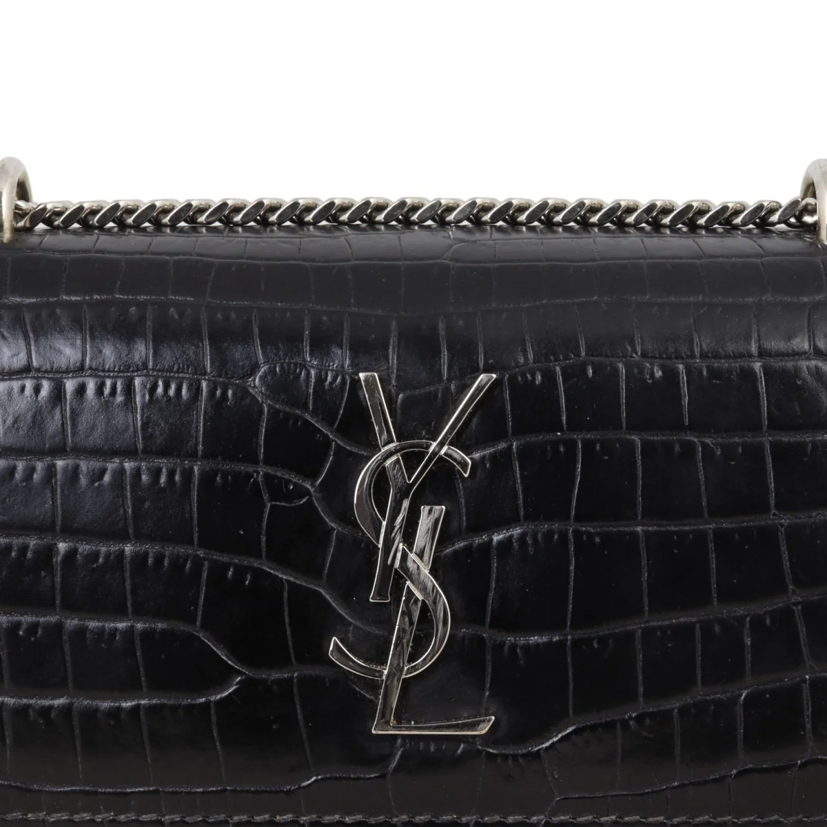 Saint Laurent Sunset Chain Wallet Croc-Embossed - Image 8